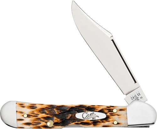 Case Mini Copperlock Pocket Knife - Amber Bone Peach Seed Jig
