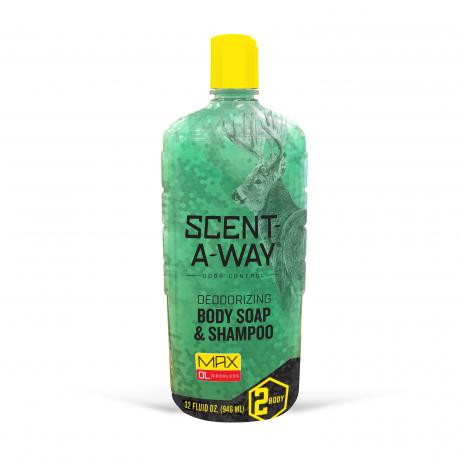 Scent-A-Way MAX 32 oz liquid soap and shampoo bottle, clean product shot