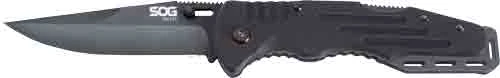 SOG Salute 3.6" 8Cr13MoV Clip Point Lockback Folding Knife - Hardcased Black
