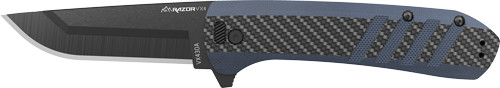 Outdoor Edge Razor VX4 3" Folding Knife - Carbon Blue G10, Black Drop Point Blade
