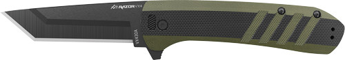 Outdoor Edge Razor VX4 3" Folding Knife - Black/Green G10, Black Tanto Blade