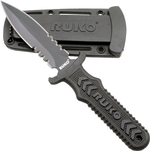 Ruko 4" Fixed Blade Serrated Spear Point Boot Knife