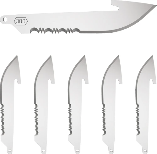 Outdoor Edge 3" Drop Point Blades with Serrations - Black, 6 Pack