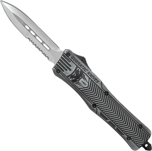 Cobratec Medium CTK1 3" Serrated Dagger OTF Knife - Stonewash