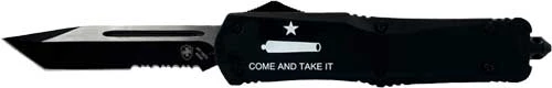 Templar Knife Large 3.5" Serrated Tanto OTF Knife - Come And Take It, Black Blade