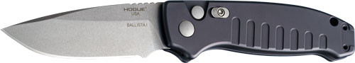 Hogue Ballista-I 3.5" Button Automatic Drop Point Knife - Tumbled Black