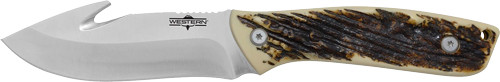 Camillus Western Crosstrail 4.25" Stainless Gut Hook Knife - Antler