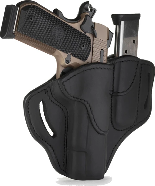1791 Gunleather BH1 OWB Belt Holster with Mag Holder, 1911 Frame 4-5", Right Hand, Black
