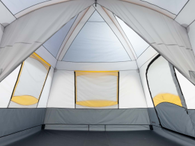 Mummy-style sleeping bag rolled partially open