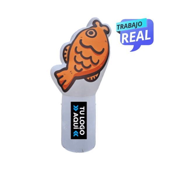 Cilindro inflable con pez para publicidad