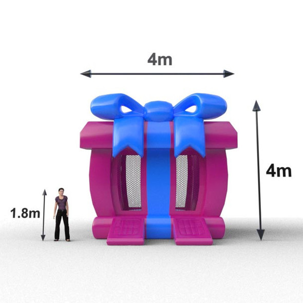 Saltarín Inflable caja de regalo azul y roja para eventos