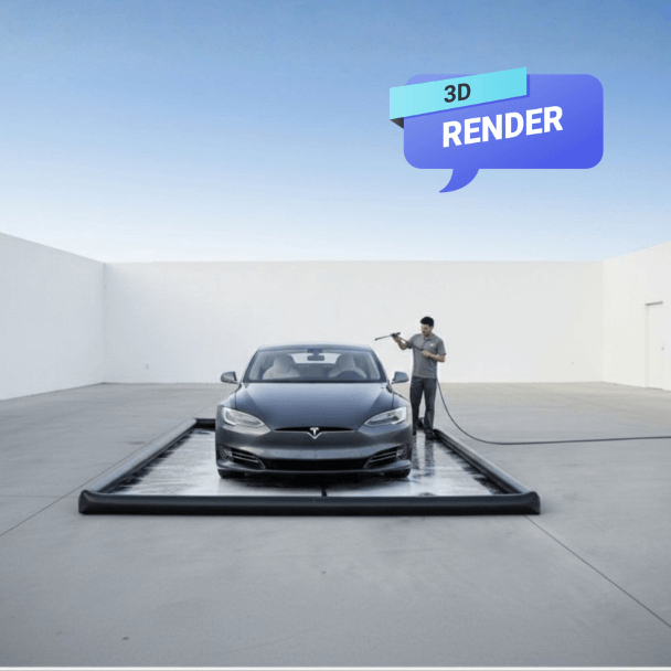 Tapete inflable de PVC hermético para lavado ecológico de vehículos