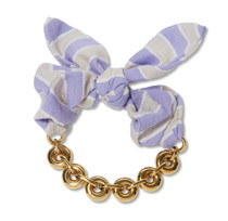 Lavender Stripe Scarf Bow Chain Bracelet