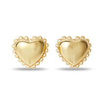 Gold Lace Heart Button Clip-On Earrings
