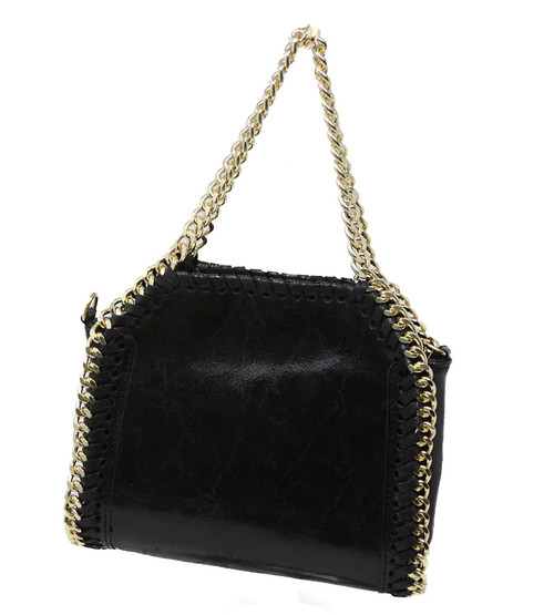 Leather Chatty Chain Bag - Black