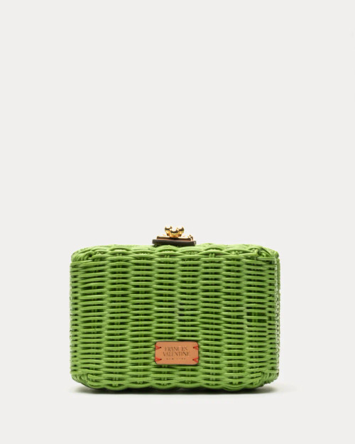 Lime Green Paige Wicker Box Clutch