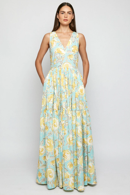 V Neck Maxi in Yellow Rose