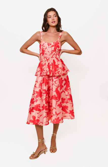 Desirae Dress in Red Lipstick Floral