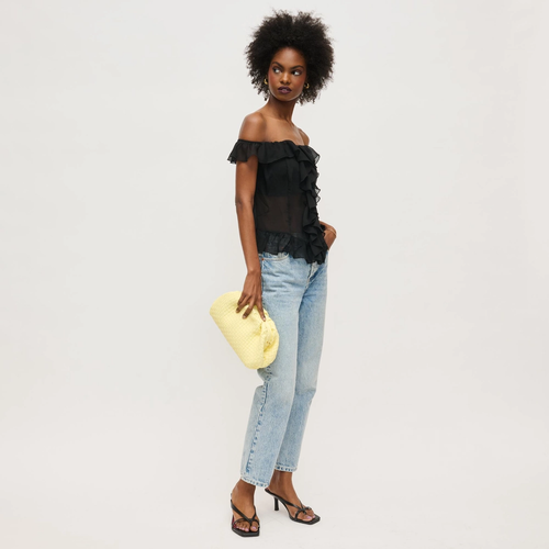 Tate Woven Frame Clutch in Butter
