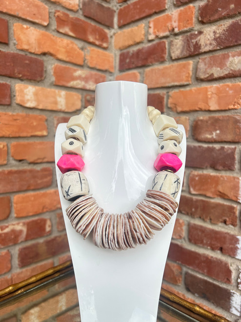 Pink and Neutral Black Necklace
