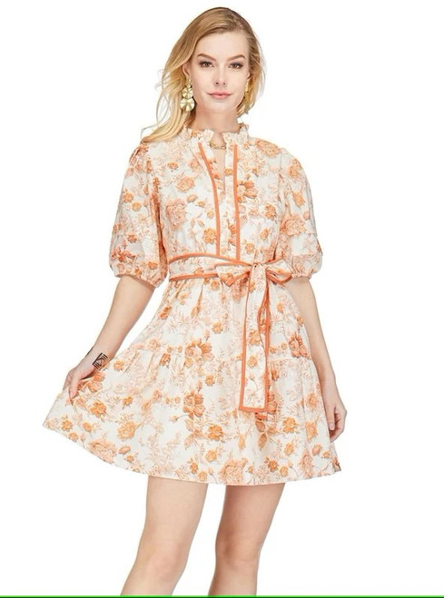 Puff Sleeve Tiered Dress in Rust Rose Puff Sleeve Tiered Dress in Rust Rose