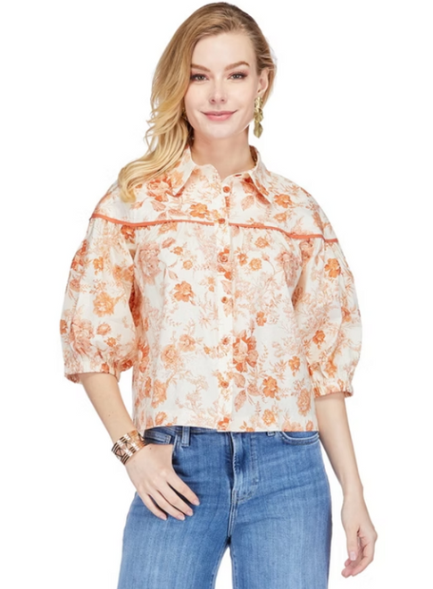 Round Yoke Blouse in Rust Rose