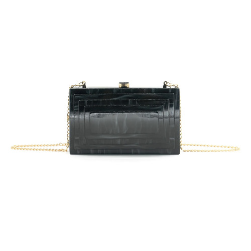 Rectangle Acrylic Evening Clutch in Black