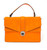 Suede/ Leather Top Handle Bag - Orange