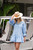 The Teri Ruffle Drop Mini Dress in Placid Blue