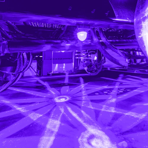 Legendary Underboss 3-1/2" Large Watermelon Red-Purple-Clear LED Light with Glass Lens and Stainless Bezel. Color Changing, Dual Function, 4 Wire Hookup. For Under Glow Only