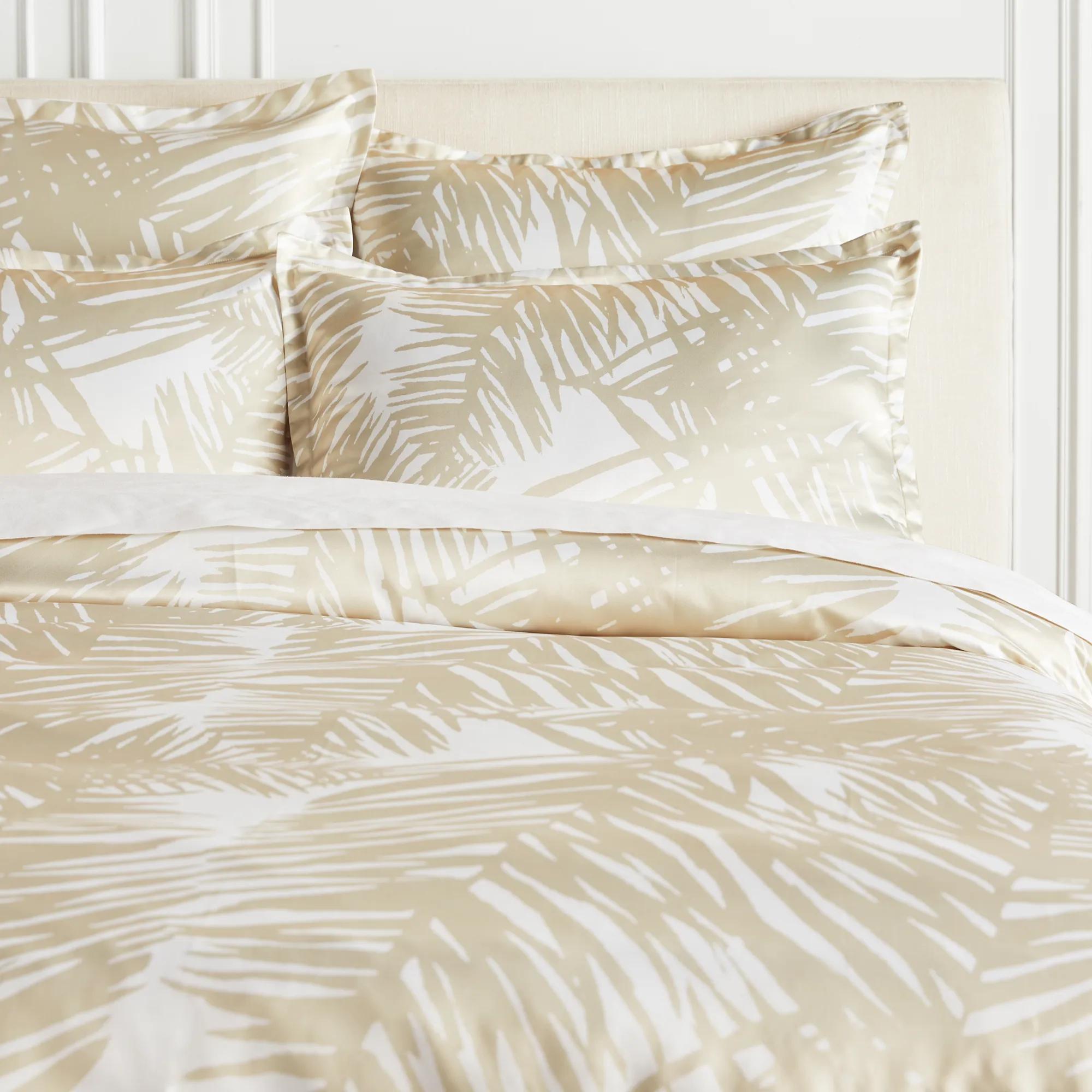 Tulum Palm Bedding - White/Champagne Tulum Palm Bedding - White/Champagne