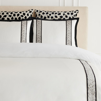 Tulum Palm Bedding - White/Champagne