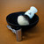 Image with Madrid in natural ivory tone gloss with a razor and a bowl.
Madrid is sporting a hybrid/bulb knot. 
Razor and bowl not for sale, it is just a prop for the image.