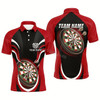 Ahoyprints Personalized Men'S Polo Shirt With Red Dart Graphics Stylish Shirt For Dart Enthusiasts