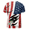 Ahoyprints Personalized Name Fishing Fish Hook Grunge American Flag Patriotic 3D T-Shirt