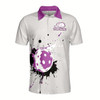Ahoyprints Personalized Name Purple Grey Spatter Color Pickleball Men's Polo Shirt