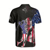 Ahoyprints Personalized Name American Smoke Flag Golfer Silhouette Men's Polo Shirt