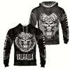 Ahoyprints Personalized Name Grunge Valhalla Skull Warrior Hoodie Sweatshirt