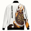 Ahoyprints Personalized Dart Unisex Bomber Jacket For Professional Dart Players Flame Of Fire Dartboard For Dart Enthusiasts