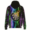Ahoyprints Personalized Colorful Lightning Darts Unisex Zipper Hoodie For Dart Players And Enthusiasts