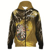 Ahoyprints Personalized Darts Unisex Zipper Hoodie With Thunder And Lightning For Dart Players And Enthusiasts