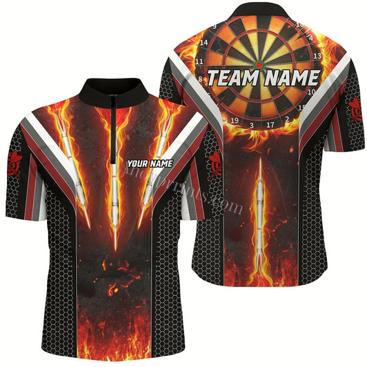 Ahoyprints Personalized Men'S Polo Shirt Fire Dart Design With Option