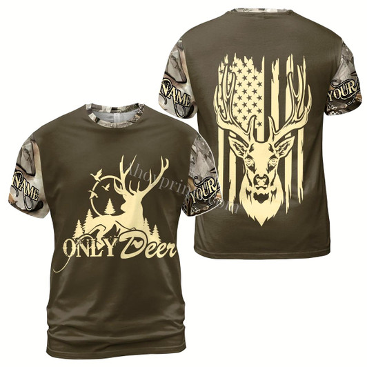 Ahoyprints Personalized Name Only Deer Camouflage Pattern Men's T-shirt