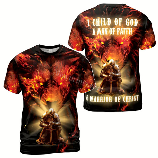 Ahoyprints Shinning Knight With Lion of Judah Warrior Of Christ Men's T-shirt