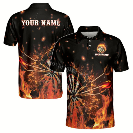 Ahoyprints Personalized Name Darts Flame Men's Polo Shirt