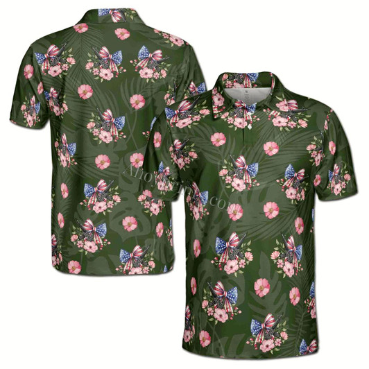 Ahoyprints American Bowtie Tropical 4th of July Independence Day Men's Polo Shirt