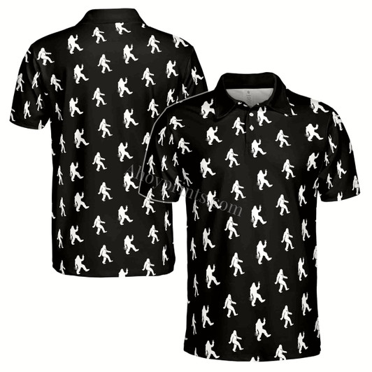 Ahoyprints Funny Bigfoot Sasquatch Silhouette Golf Men's Polo Shirt