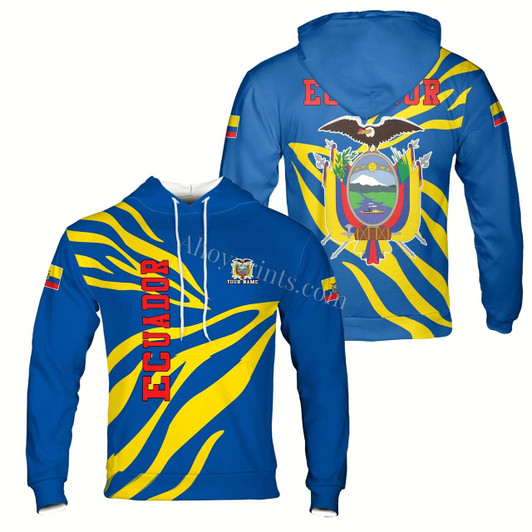 Ahoyprints Personalized Name Patriotic Ecuador Coat of Arms Hoodie Sweatshirt