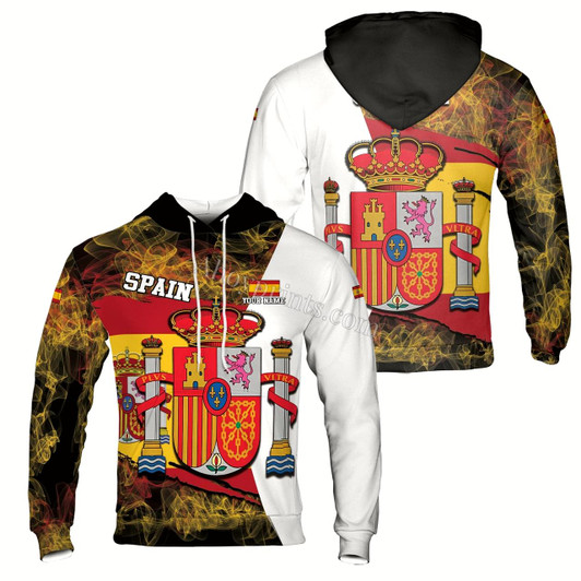 Ahoyprints Personalized Name Patriotic Spain Coat of Arms Hoodie Sweatshirt Style 2