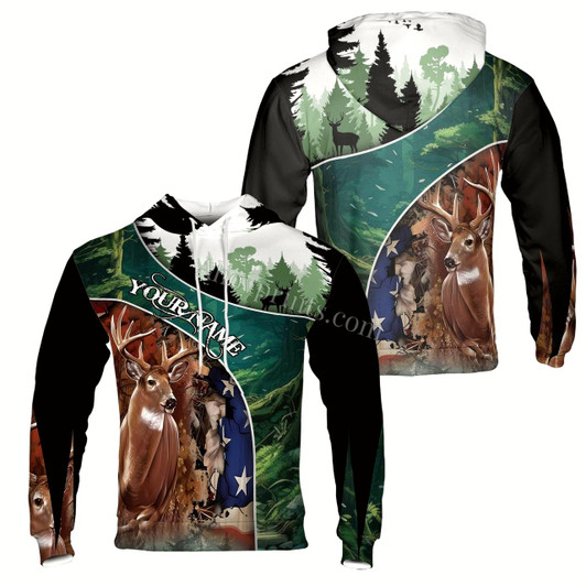 Ahoyprints Personalized Name Deer Hunting American Hunting Season Hoodie Sweatshirt